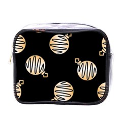 Gold Ornaments Black Mini Toiletries Bag (one Side) by TetiBright