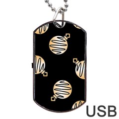 Gold Ornaments Black Dog Tag Usb Flash (two Sides) by TetiBright