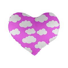 Purple Clouds   Standard 16  Premium Heart Shape Cushion  by ConteMonfreyShop