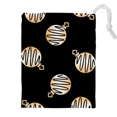 Gold Ornaments Black Drawstring Pouch (4xl) by TetiBright