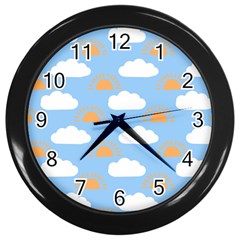 Sun And Clouds  Wall Clock (black)