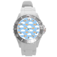 Sun And Clouds  Round Plastic Sport Watch (l) by ConteMonfreyShop