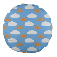 Sun And Clouds  Large 18  Premium Flano Round Cushion  by ConteMonfreyShop