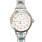 Rainbow Pattern   Round Italian Charm Watch Front