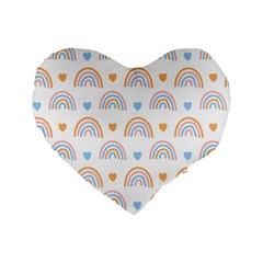 Rainbow Pattern   Standard 16  Premium Flano Heart Shape Cushion  by ConteMonfreyShop