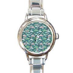 Llama Clouds   Round Italian Charm Watch by ConteMonfreyShop