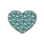 Llama Clouds   Rubber Coaster (Heart) Front