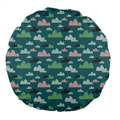 Llama Clouds   Large 18  Premium Round Cushion  by ConteMonfreyShop