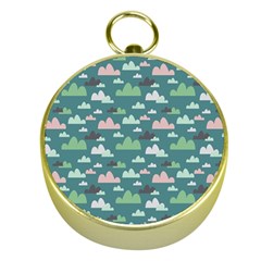 Llama Clouds   Gold Compass by ConteMonfreyShop