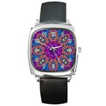 Mandala Fishes Square Metal Watch Front