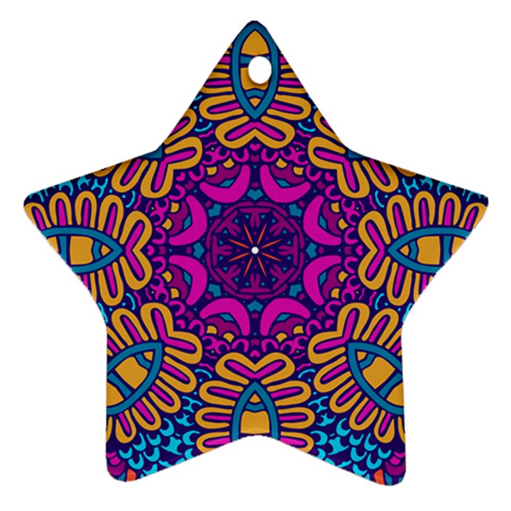 Mandala Fishes Star Ornament (Two Sides)