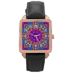 Mandala Fishes Rose Gold Leather Watch  by ConteMonfreyShop