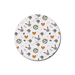 Rabbit, Lions And Nuts   Rubber Coaster (round) by ConteMonfreyShop