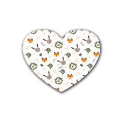 Rabbit, Lions And Nuts   Rubber Heart Coaster (4 Pack) by ConteMonfreyShop