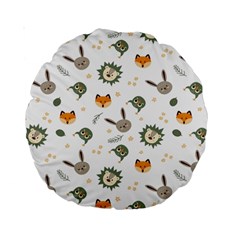 Rabbit, Lions And Nuts   Standard 15  Premium Round Cushion  by ConteMonfreyShop