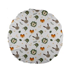 Rabbit, Lions And Nuts   Standard 15  Premium Flano Round Cushion 