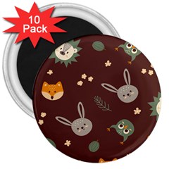 Rabbits, Owls And Cute Little Porcupines  3  Magnet (10 Pack) by ConteMonfreyShop