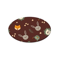 Rabbits, Owls And Cute Little Porcupines  Sticker Oval (100 Pack) by ConteMonfreyShop