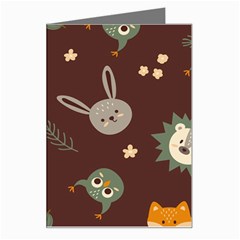 Rabbits, Owls And Cute Little Porcupines  Greeting Card