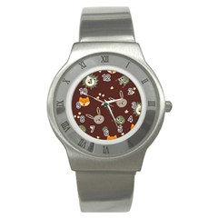 Rabbits, Owls And Cute Little Porcupines  Stainless Steel Watch by ConteMonfreyShop