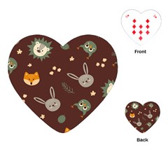 Rabbits, Owls And Cute Little Porcupines  Playing Cards Single Design (heart) by ConteMonfreyShop