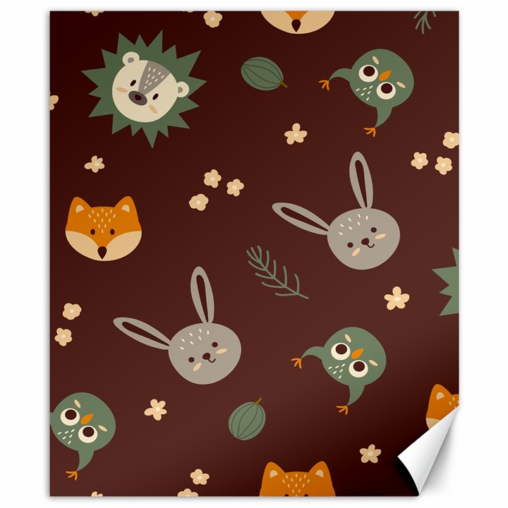 Rabbits, Owls And Cute Little Porcupines  Canvas 8  x 10 