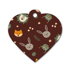 Rabbits, Owls And Cute Little Porcupines  Dog Tag Heart (two Sides) by ConteMonfreyShop