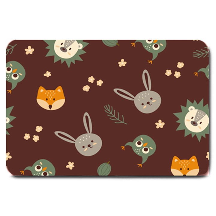 Rabbits, Owls And Cute Little Porcupines  Large Doormat