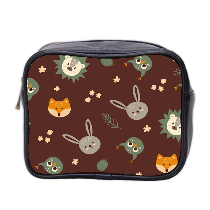 Rabbits, Owls And Cute Little Porcupines  Mini Toiletries Bag (Two Sides)