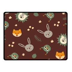 Rabbits, Owls And Cute Little Porcupines  Double Sided Fleece Blanket (small) by ConteMonfreyShop