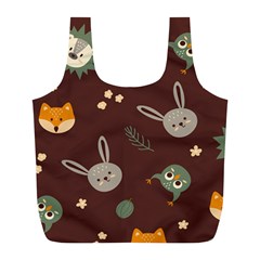 Rabbits, Owls And Cute Little Porcupines  Full Print Recycle Bag (l) by ConteMonfreyShop