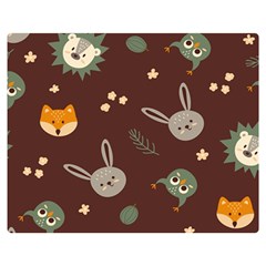 Rabbits, Owls And Cute Little Porcupines  Double Sided Flano Blanket (medium)