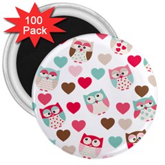 Lovely Owls 3  Magnet (100 Pack) by ConteMonfreyShop