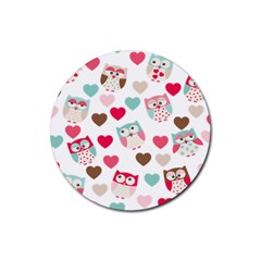 Lovely Owls Rubber Coaster (round) by ConteMonfreyShop