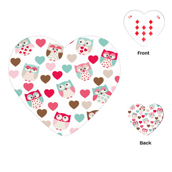 Lovely Owls Playing Cards Single Design (Heart)