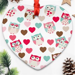 Lovely Owls Heart Ornament (two Sides) by ConteMonfreyShop