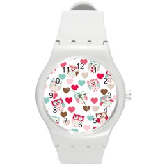 Lovely Owls Round Plastic Sport Watch (m) by ConteMonfreyShop