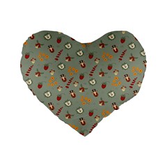 Wild Forest Friends  Standard 16  Premium Flano Heart Shape Cushion  by ConteMonfreyShop