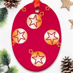 Orange Ornaments With Stars Pink Ornament (oval) by TetiBright