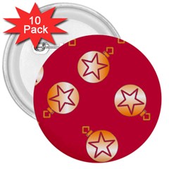 Orange Ornaments With Stars Pink 3  Buttons (10 Pack) 