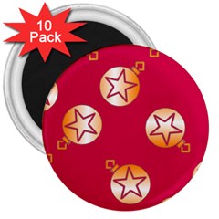 Orange Ornaments With Stars Pink 3  Magnets (10 Pack) 