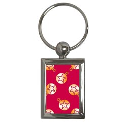 Orange Ornaments With Stars Pink Key Chain (rectangle) by TetiBright