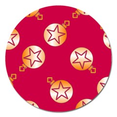 Orange Ornaments With Stars Pink Magnet 5  (round)