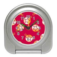 Orange Ornaments With Stars Pink Travel Alarm Clock