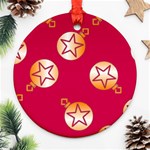 Orange Ornaments With Stars Pink Round Ornament (Two Sides) Front