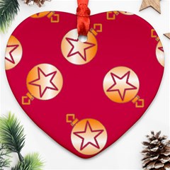 Orange Ornaments With Stars Pink Heart Ornament (two Sides)