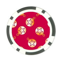 Orange Ornaments With Stars Pink Poker Chip Card Guard by TetiBright