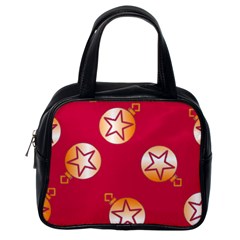 Orange Ornaments With Stars Pink Classic Handbag (one Side)