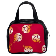 Orange Ornaments With Stars Pink Classic Handbag (two Sides) by TetiBright