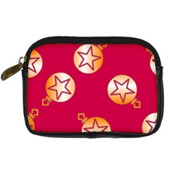 Orange Ornaments With Stars Pink Digital Camera Leather Case by TetiBright